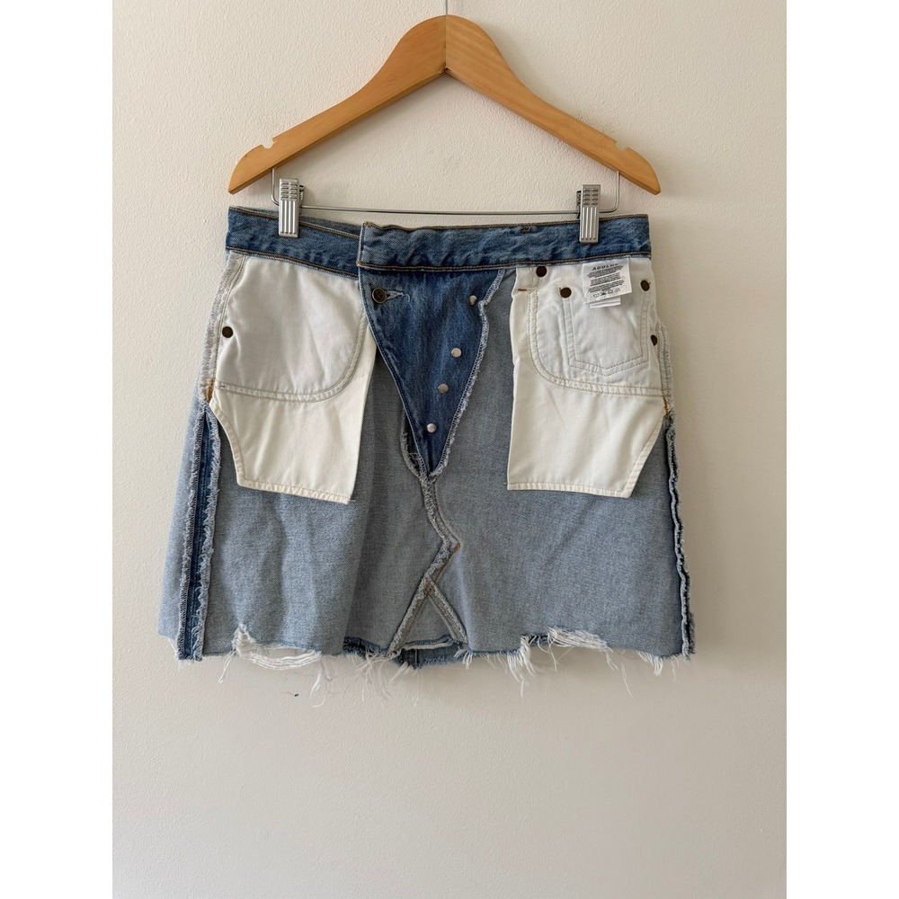 Agolde Criss Cross Denim Skirt Light/ Mid Wash Size 26 - Picture 3 of 10